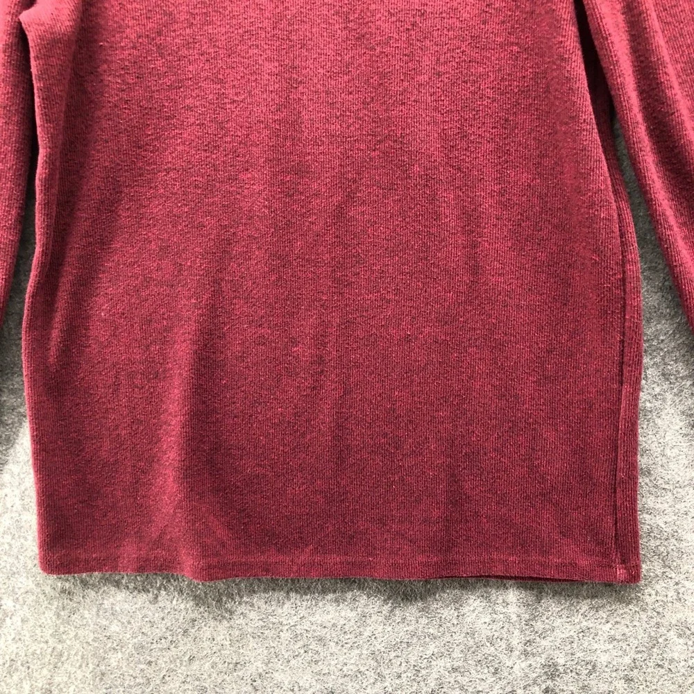Madewell Mockneck Puff Sleeve Sweater Womens S Burgundy Fleece Heather Knit